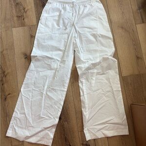 DONNI- White poplin Wide-Leg Drawstring Pants